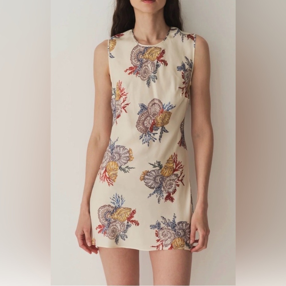 DOEN Alamere Seashell Bias Cut Sleeveless Mini Dress in Mer Botanique Size XL